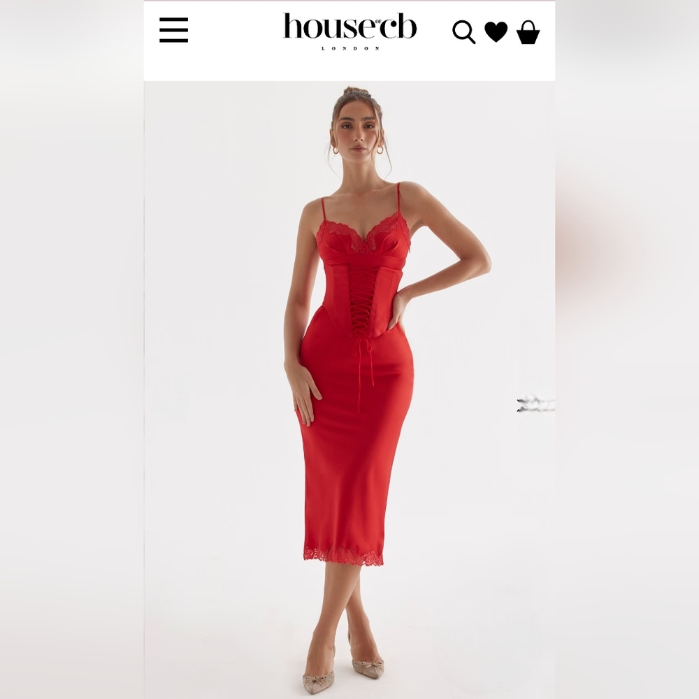 House of CB Red Rose Salma Dress Size Small NWOT